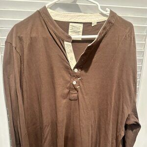 Billy Reid Men's LS Brown Henley